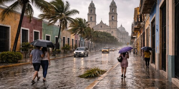 Lluvias fuertes y rachas intensas pegan en la costa campechana