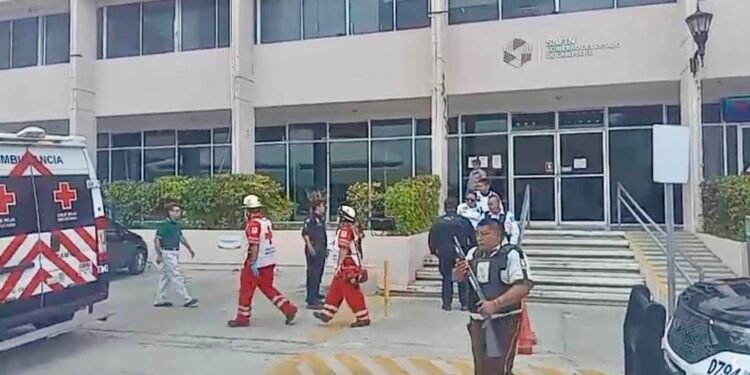 Se desprende techo de edificio de SEAFI y lesiona a peatón que pasaba por el lugar