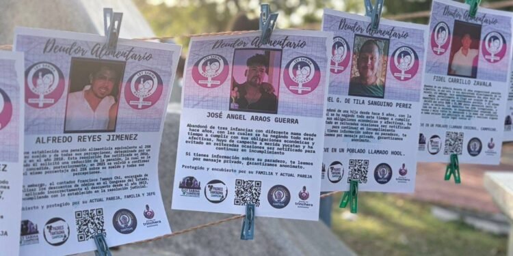 Exhiben presuntos deudores alimentarios en protesta previa al 8M