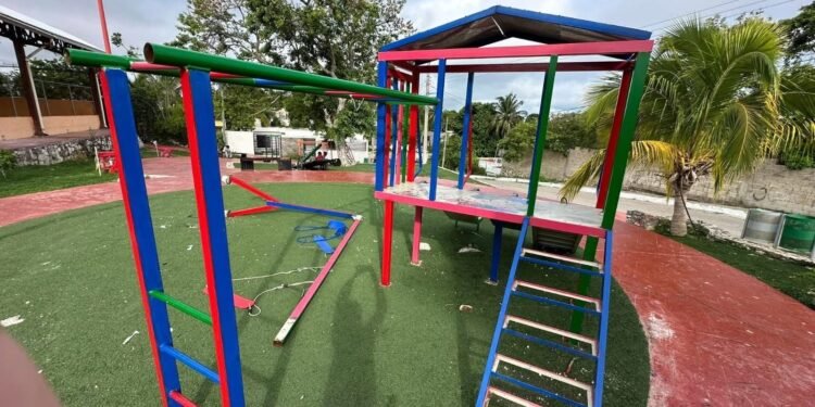 Vandalizan parque recién rehabilitado en Lerma; daños superan los 50 mil pesos