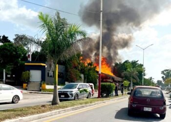 Incendio en hotel de Candelaria consume una palapa y dos vehículos; evitan tragedia