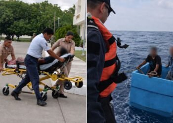 ¡Rescate en el Pacífico! Localizan a dos pescadores sobre una hielera frente a Chiapas