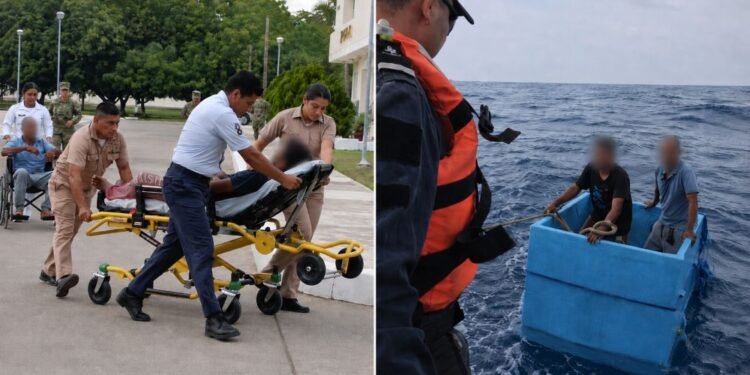 ¡Rescate en el Pacífico! Localizan a dos pescadores sobre una hielera frente a Chiapas