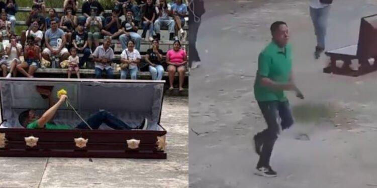 ¿Votos o “aura”? Político del Verde sorprende al salir de un ataúd