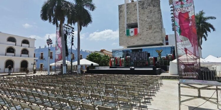 San Francisco de Campeche alista los festejos patrios 2026 en la Plaza de la República