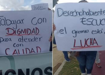 Protestan trabajadores del IMSS en Campeche; advierten falta de insumos para atender pacientes