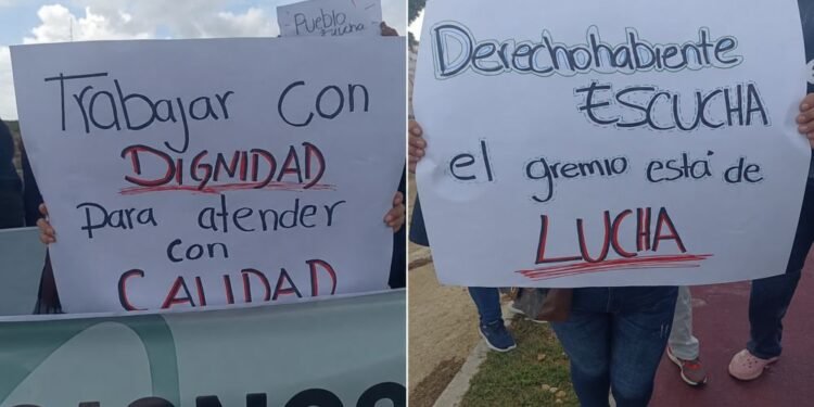 Protestan trabajadores del IMSS en Campeche; advierten falta de insumos para atender pacientes